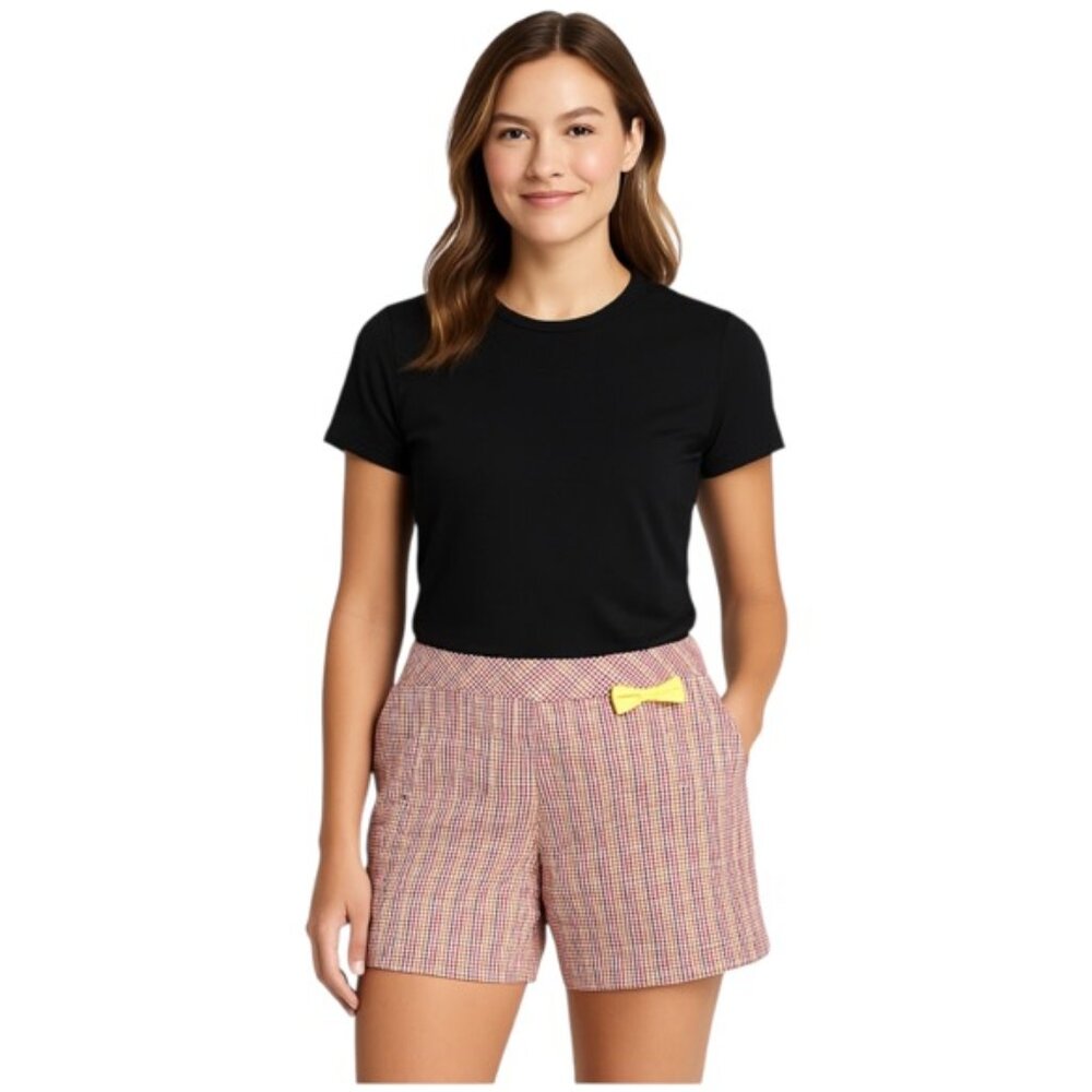 Lady Hagen Size 4 Plaid Bow Detail Golf Shorts NEW WITH TAGS